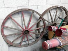 A pair of wagon wheels