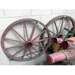 A pair of wagon wheels