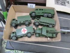 5 unboxed Dinky military vehicles.