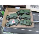 5 unboxed Dinky military vehicles.