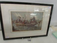 A framed and glazed watercolour by Alphonse De Nevville of Franco-Prussian war scen of French