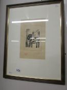 A Pablo Picasso print entitled 'Perched Owl' stamped and signed in pencil.