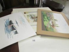 A portfolio of approximately 25 artist signed prints, limited edition, 5 watercolours,