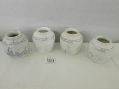 4 19th century blue and white ginger jars.