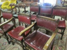 A set of 6 oak framed chairs.