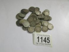 Approximately 100 grams of Pre 1920 and 1947 silver coins, George III, Victoria etc.