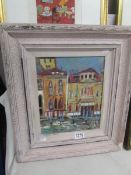 A 20th century British school acrylic on board Venice scene 'Plazzo Bernardo, Venice, '93',