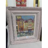 A 20th century British school acrylic on board Venice scene 'Plazzo Bernardo, Venice, '93',