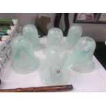 A set of 6 heavy glass lamp shades.