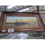 A framed oil on board entitled 'Sunset at Brightlinsea Creek' painted by John Peet, 1985.