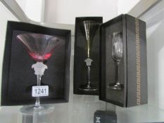 4 boxed Rosenthal Versace glasses including Medusa Champagne flute and Martini glass.