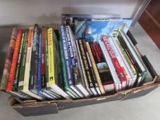 A box of books on trains, trams, model, railways etc.