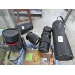 3 camera lenses (2 with cases).