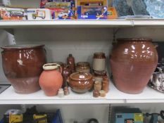 2 large earthenware pots a/f together with other pots, jugs, bottles, casserole dish etc.