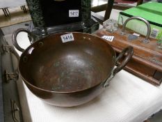 A 19th century copper bowl possibly for toffee making by Callard & Bowser (initials stamped to side
