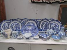 A mixed lot of blue and white china.