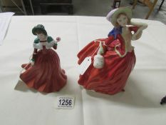 2 Royal Doulton figurines, Autumn Breezes HN1934 and Winter's Day HN4589.