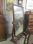 A Victorian mahogany cheval mirror, a/f.