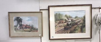 2 framed and glazed railway prints.