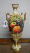 A Royal Worcester hand painted vase, a/f.