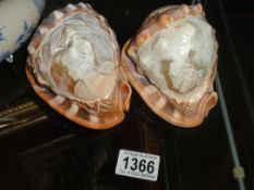 2 carved cameo shell lamp shades.