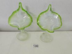 A pair of Victorian vaseline glass Jack in the Pulpit vases.