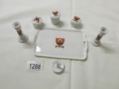 An unusual crested china trinket with with Sandown crest.