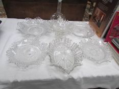 A mixed lot of glass bowls, decanter etc.