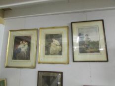 3 framed and glazed signed portrait prints including Arthur Brook, Ellen Jollett and Frank Jollett.