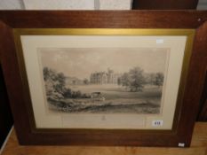 A framed and glazed lithograph of a Priory.