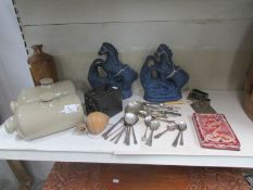 A mixed lot including stoneware hot water bottles, horses etc.