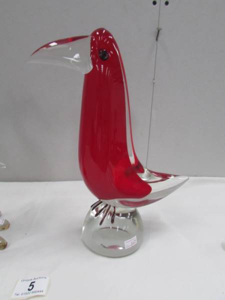 A heavy red Murano glass bird and a heavy blue Murano glass duck. - Image 3 of 3