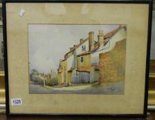 A framed and glazed watercolour 'Village street in Pill, Bristol' signed T.B.Fowler, 1936.