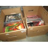 2 boxes of assorted comics including Marvel, Captain America, Wolverine etc.