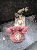 2 contemporary dial phones (1 a/f on rest).