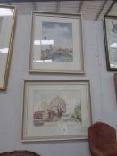 2 framed and glazed Lincolnshire watercolours being Beckside, Hibaldstow and Main Street, Sturton,