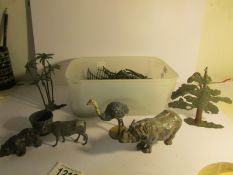 A quantity of lead zoo animals, fences etc.