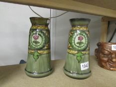 A pair of German Royal Bonn vases with assorted markings to bases including Franz Anton Mehlem.