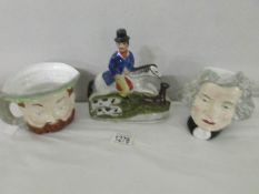 2 Staffordshire porcelain character jugs being Henry VIII and a judge together with a Staffordshire