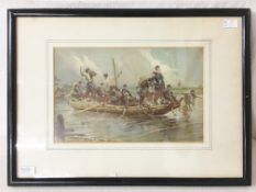 A framed and glazed signed watercolour by Alphonse De Neuville depicting a Franco-Prussian war