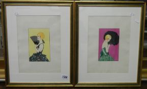 A pair of framed and glazed 1920/30's Pochoir prints,