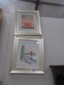 2 framed and glazed original watercolours by Jean Everson entitled 'Shepherd's Delight' and 'Winter