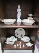 A mixed lot including Great War dishes, crested ware, Avon bottle etc.