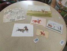 A collection of 7 original sketches/pictures by Vincent Haddelsey in various media's of horses,