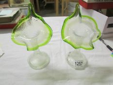 A pair of 19th century 'Jack in the Pulpit' glass vases.