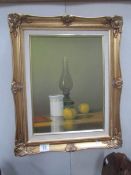 A gilt framed still life oil painting by Dussati, image 12" x 16".