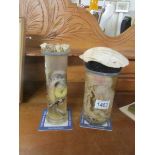 A preserved snake and a preserved octopus in glass jars,.