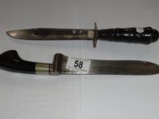 An eastern knife and an English sheath knife.