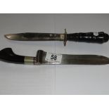 An eastern knife and an English sheath knife.