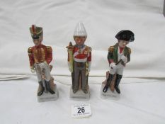 3 porcelain figures of French soldiers.